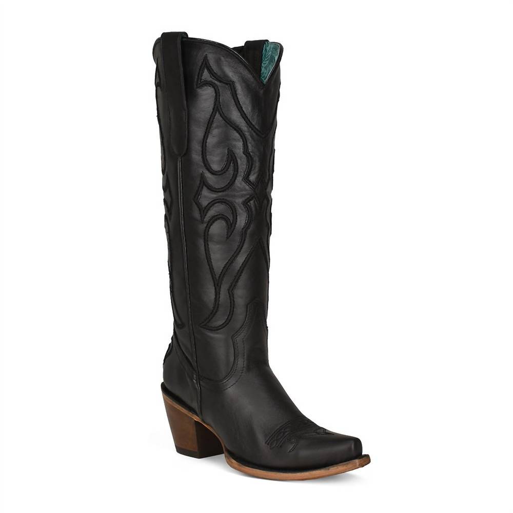 NEW CORRAL tall snip toe western boot in black